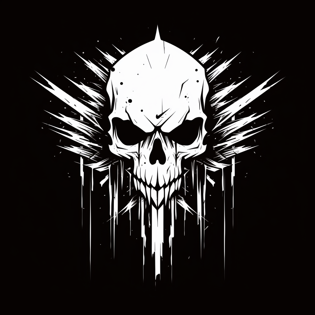 Simple Line Illustration of Angry Skull