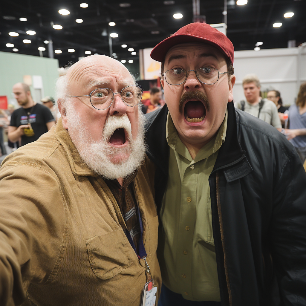 Angry Swifty and Wilford Brimley cosplayer yelling