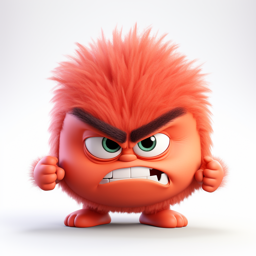 Very angry cute character on white background