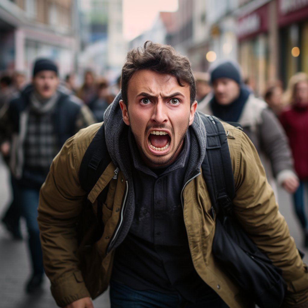 Angry migrant in German street