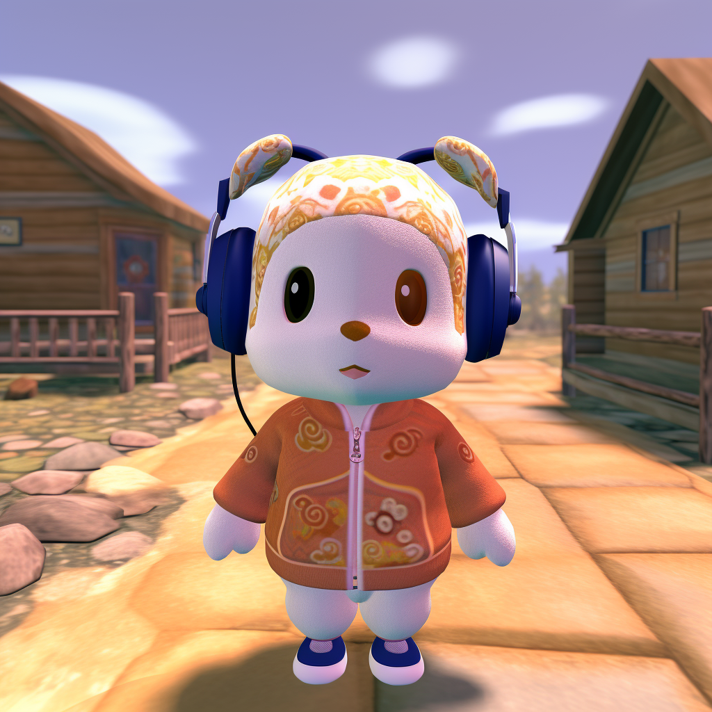 Animal Crossing Character Headphones Looking Down