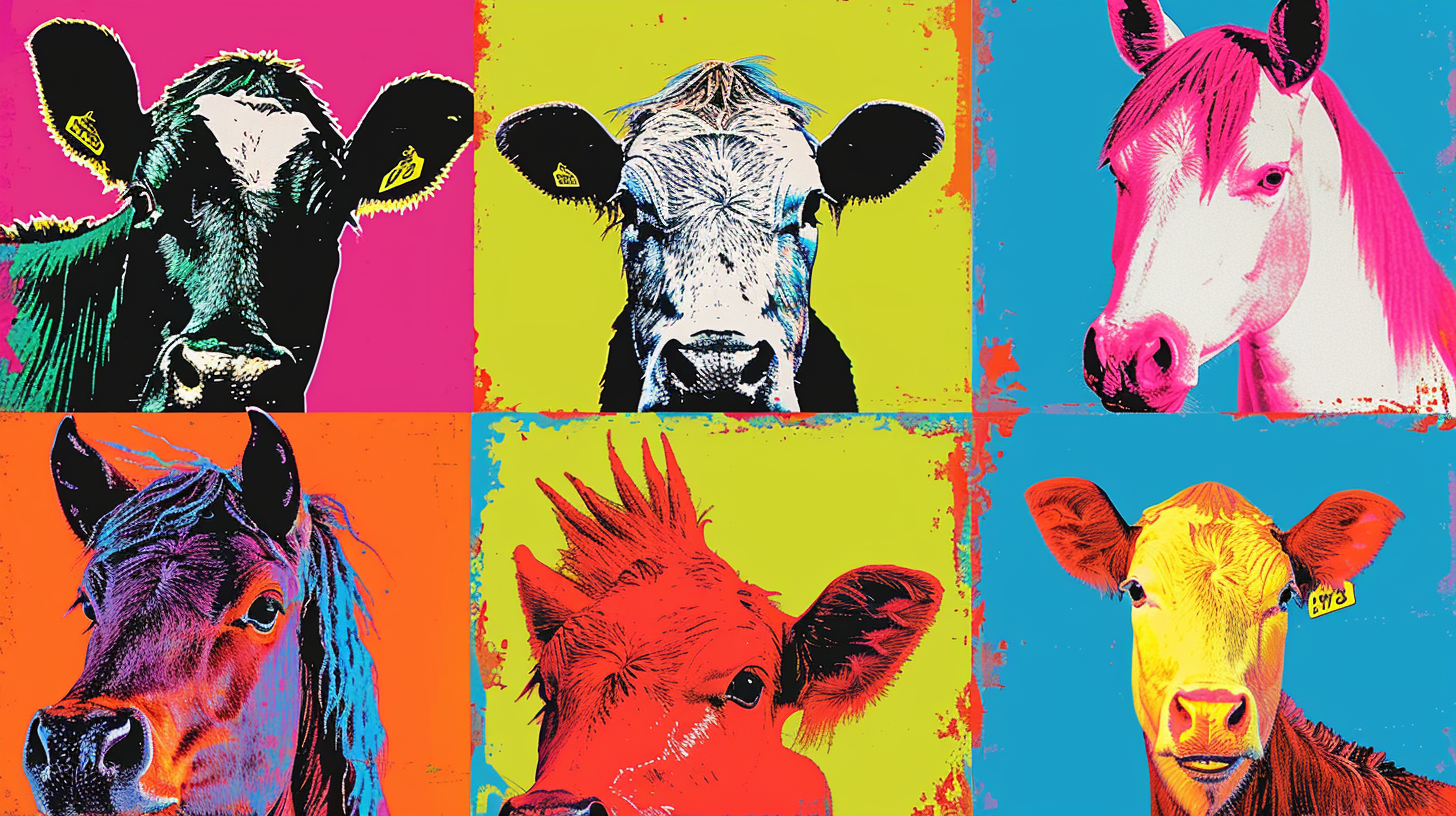 Warhol style animal grid art