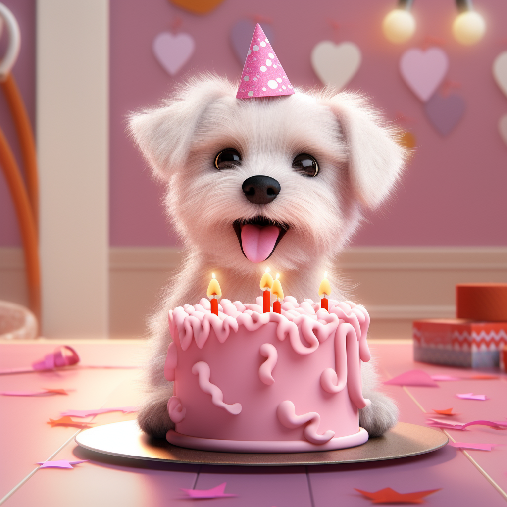 Cute pink birthday puppy image