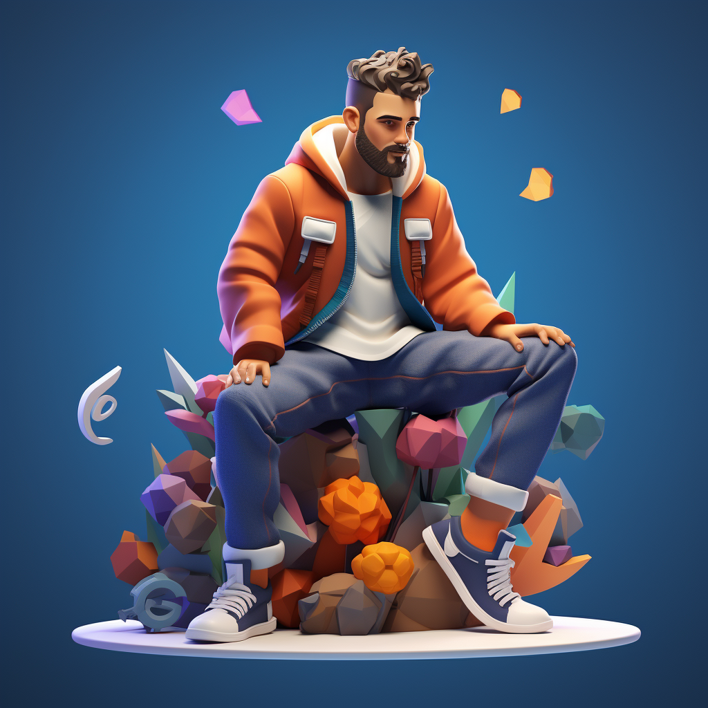 Animated character sitting on Instagram logo