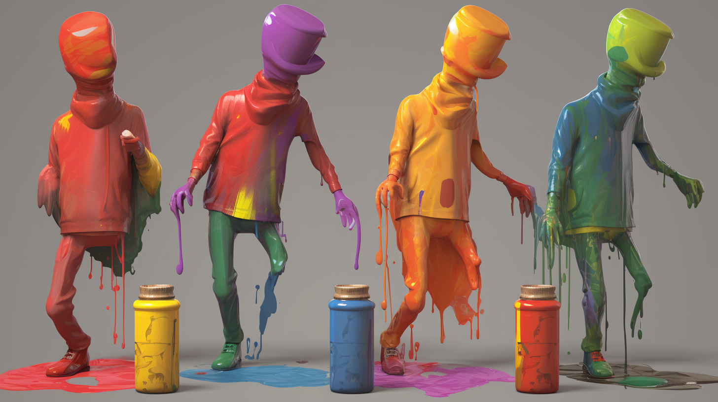 Illustration of playful paint tube character