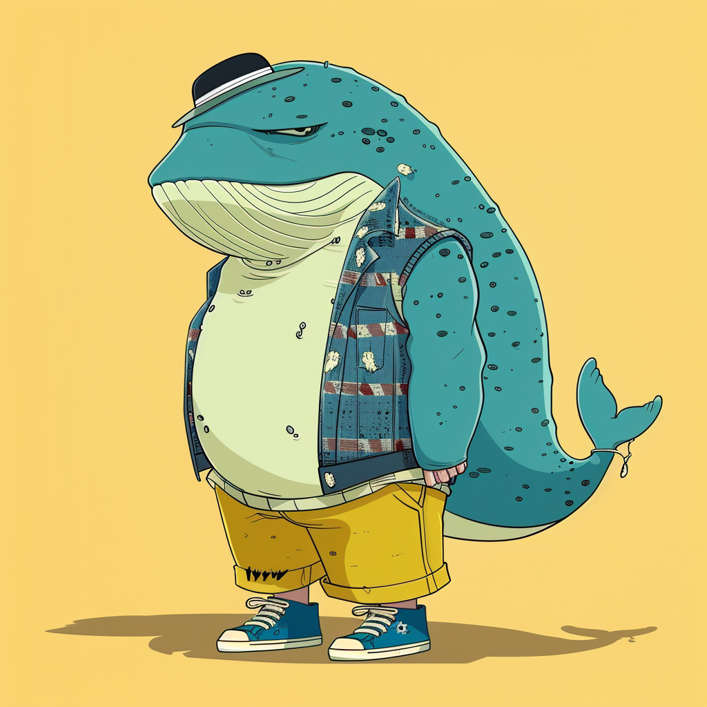 Teenage whale character in costume