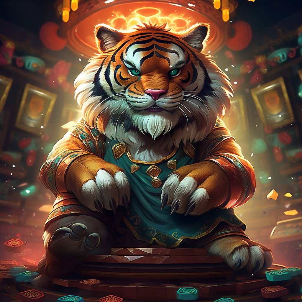 Animated tiger bringing fortune and luck