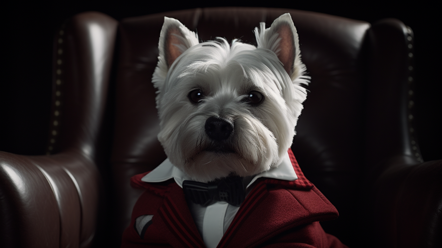 Cute Westie in Famous Movie Outfit