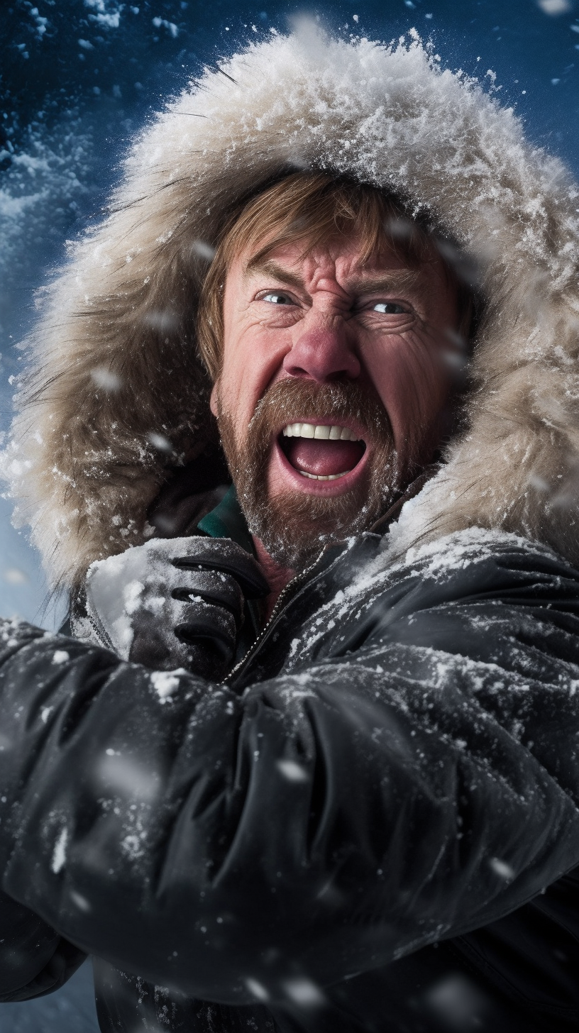 Chuck Norris throwing icicles animated image