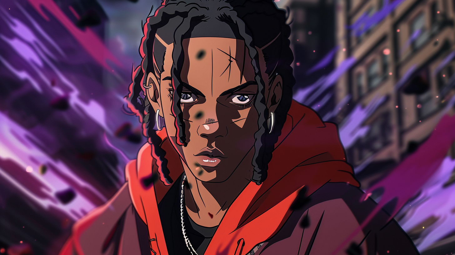 Young Black Man Anime Style