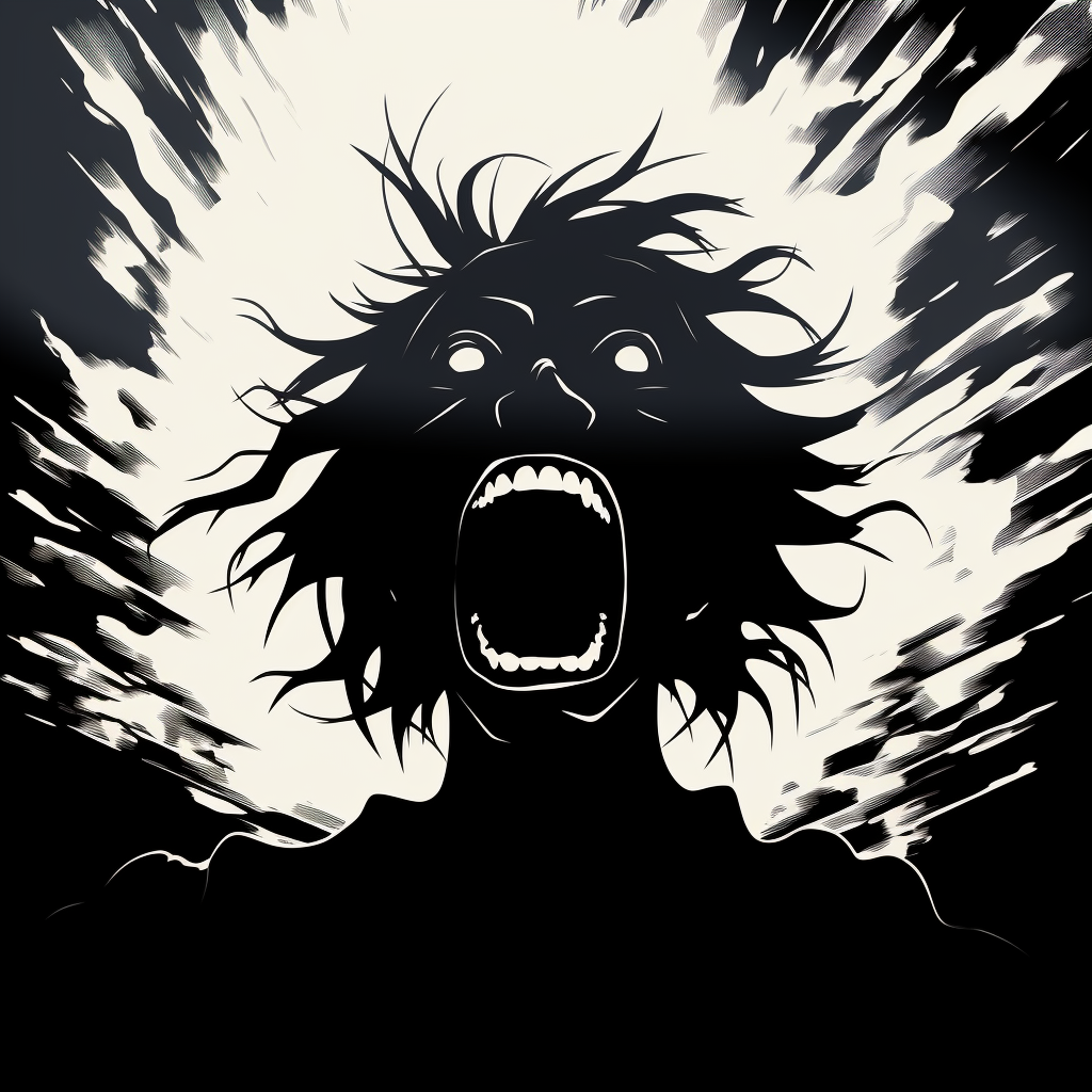 Anime black silhouette screaming variations