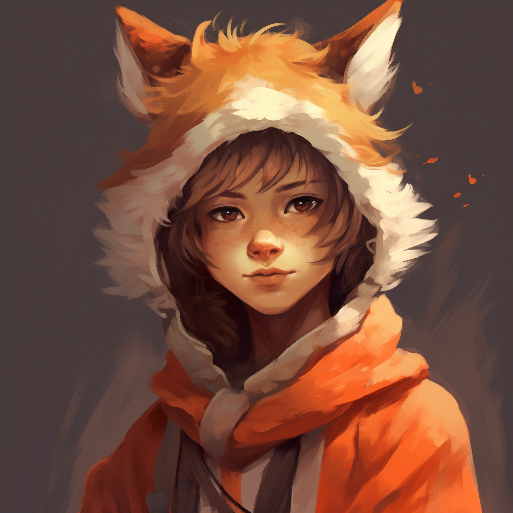 Anime boy monk with fox ears