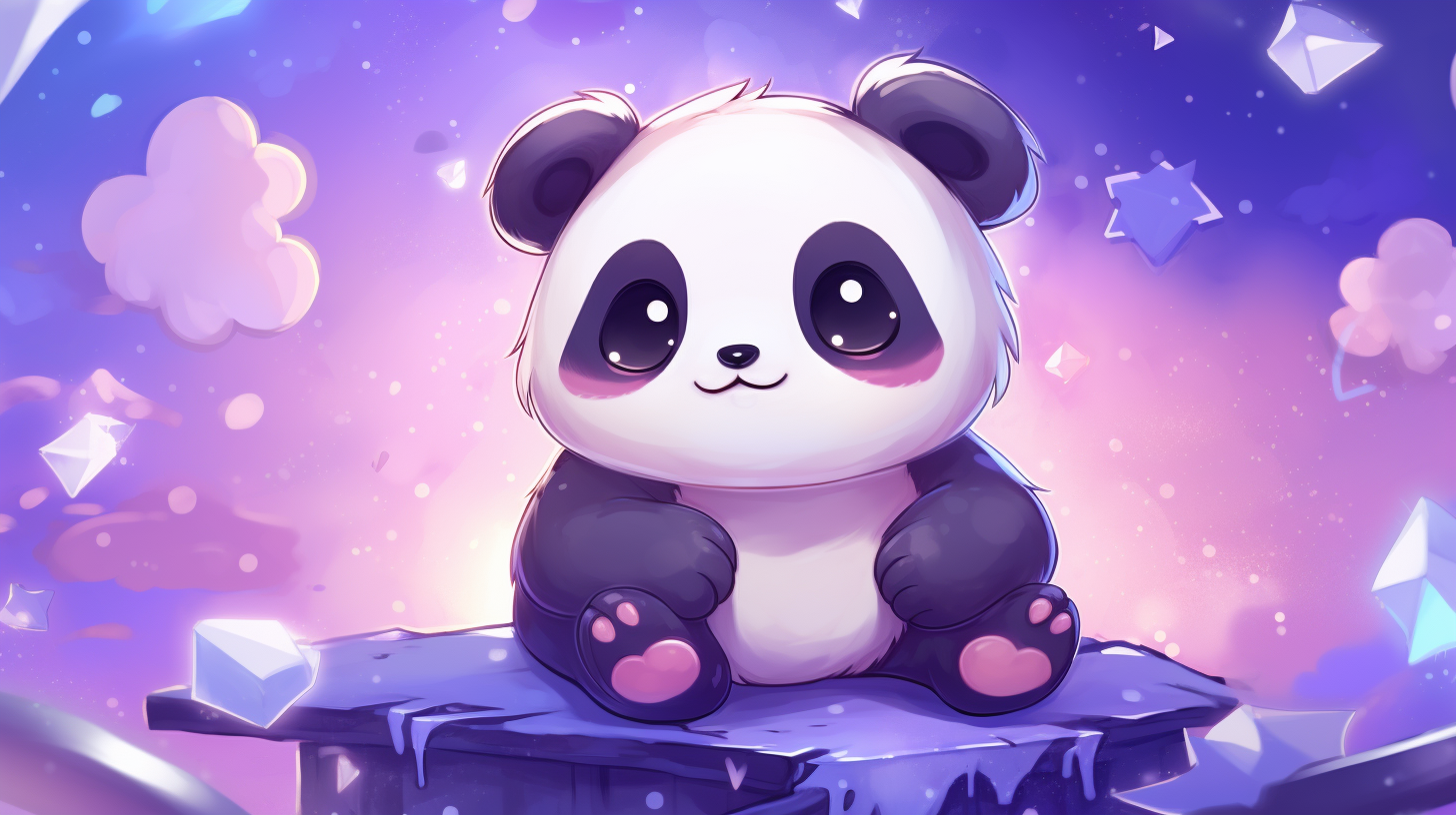 Anime cartoon gaming Twitch banner with pandas and stars