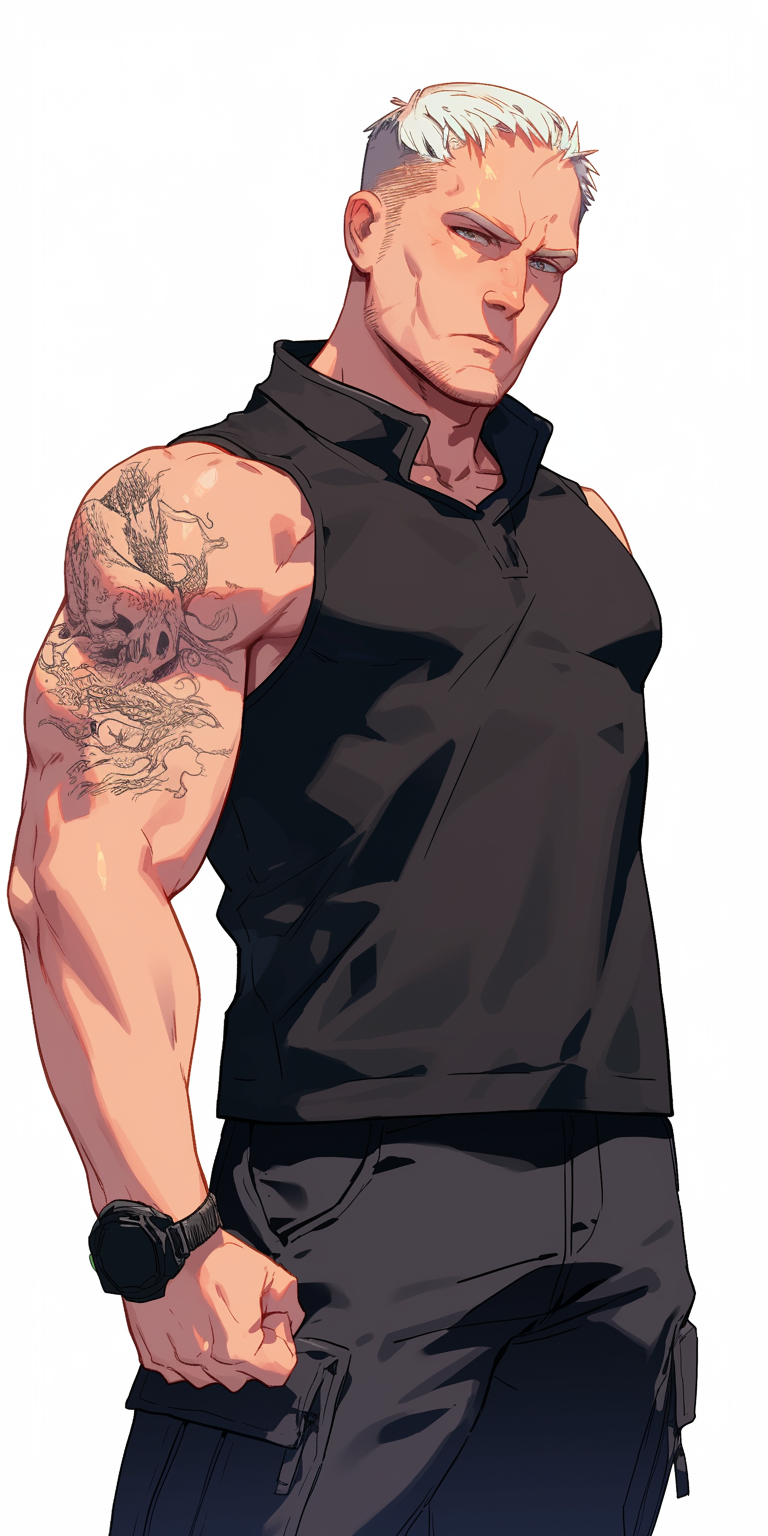 Anime character in black vest