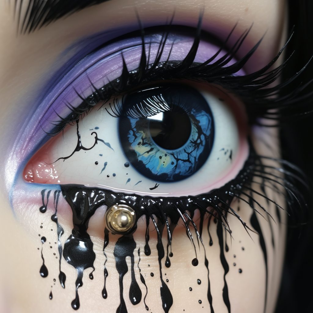 Captivating anime eye tattoo with black tears