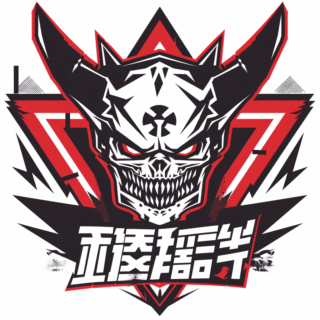 Japanese demon mask emblem logo