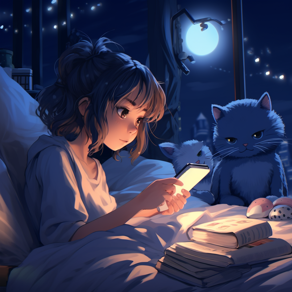 Anime manga night bed chat notifications lamp