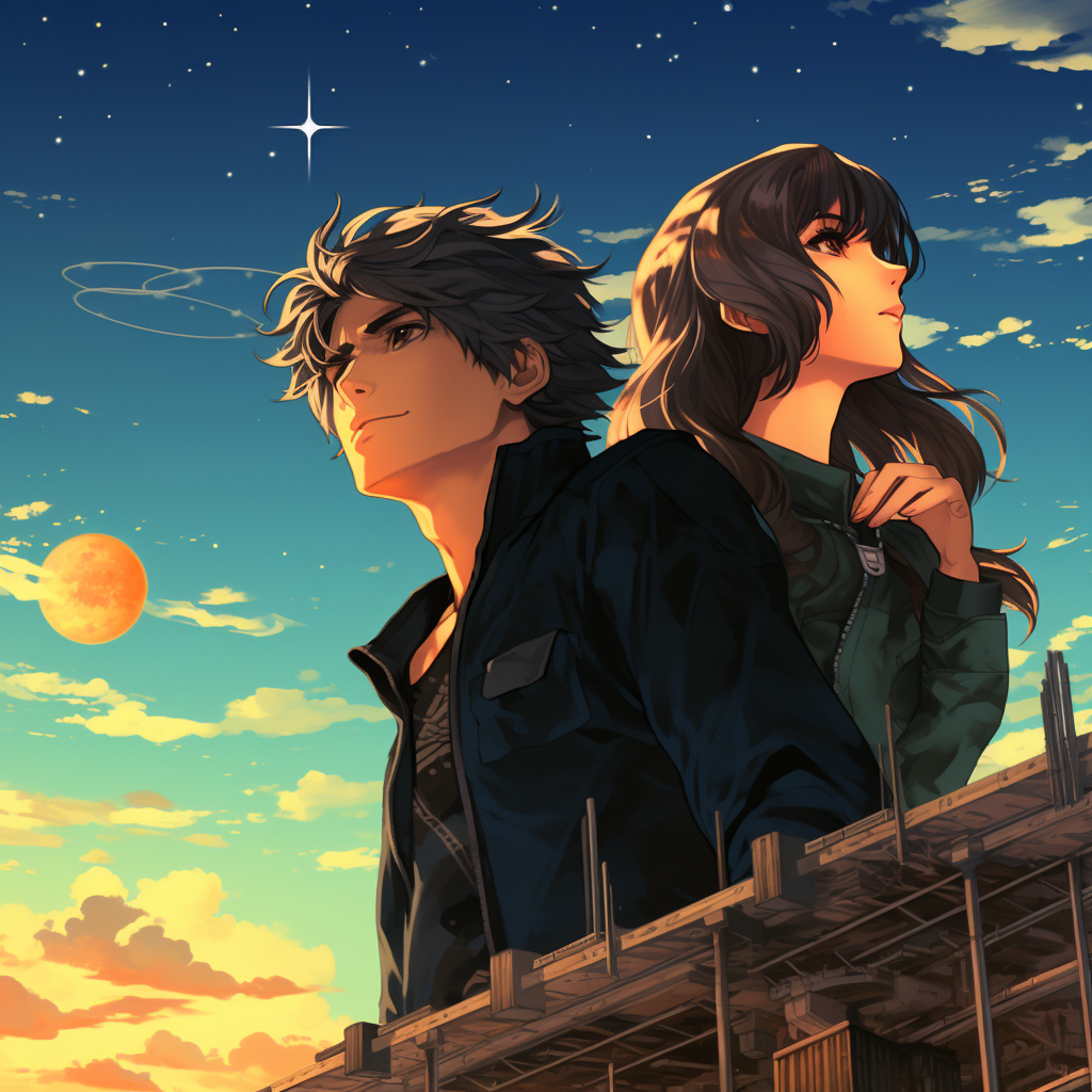 Mesmerizing anime couple witnessing a solar eclipse