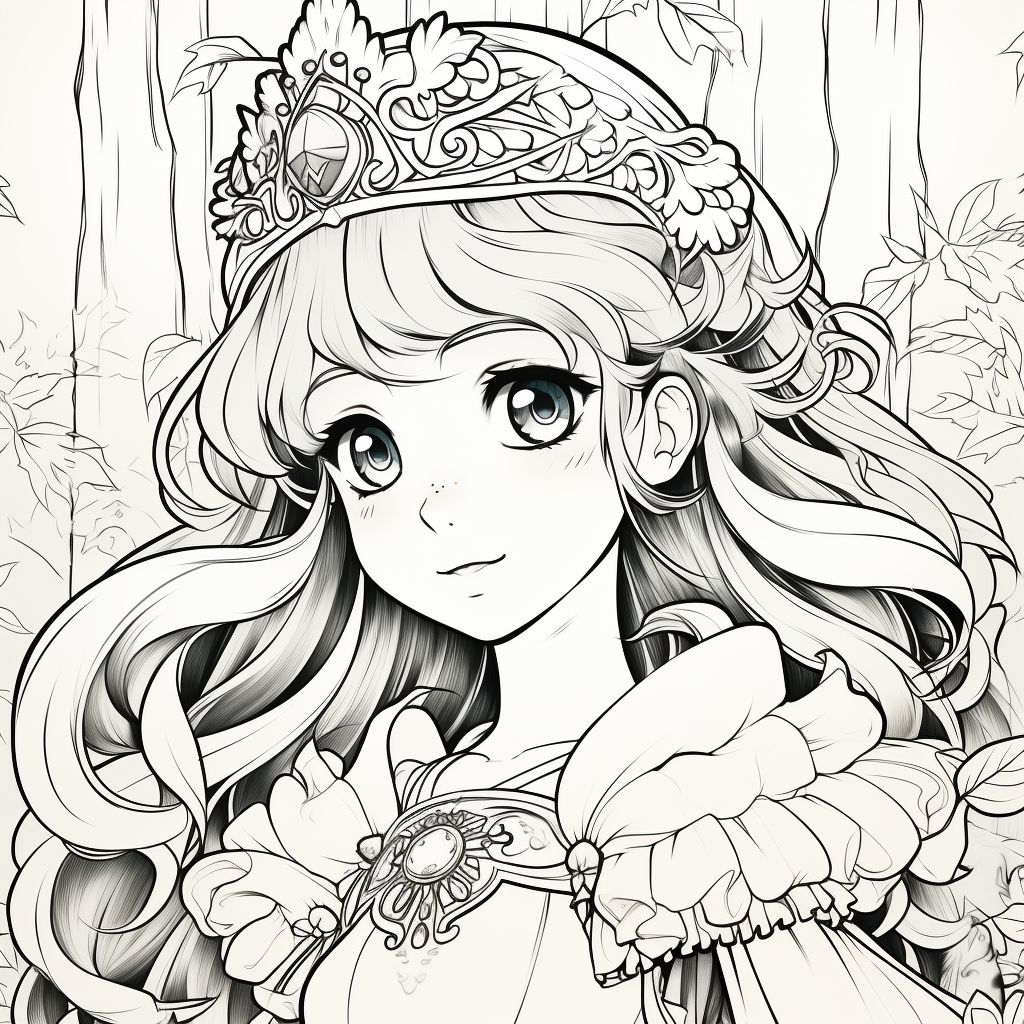 Anime Princess Black and White Image