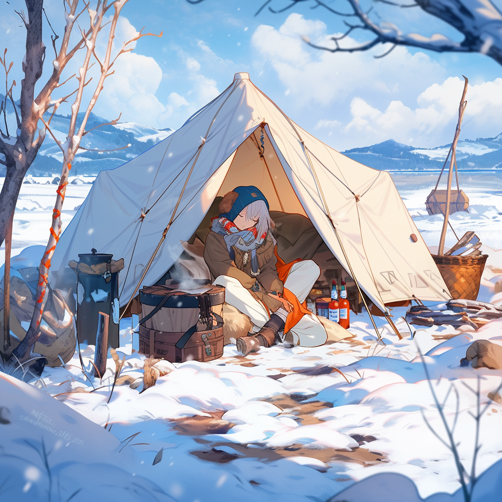 Roman Soldier Camping in Snowy Mountains