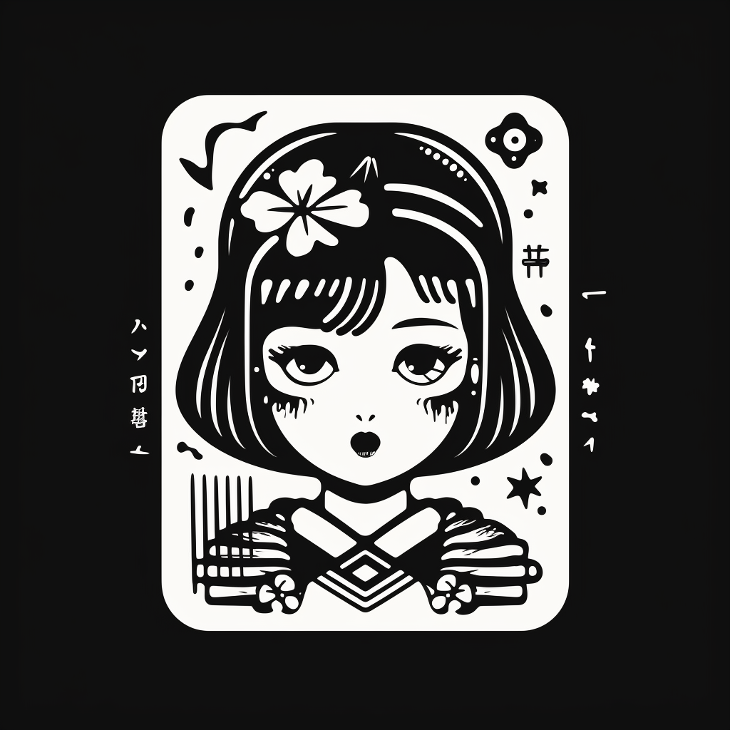 Simplistic black and white anime sushi stamp