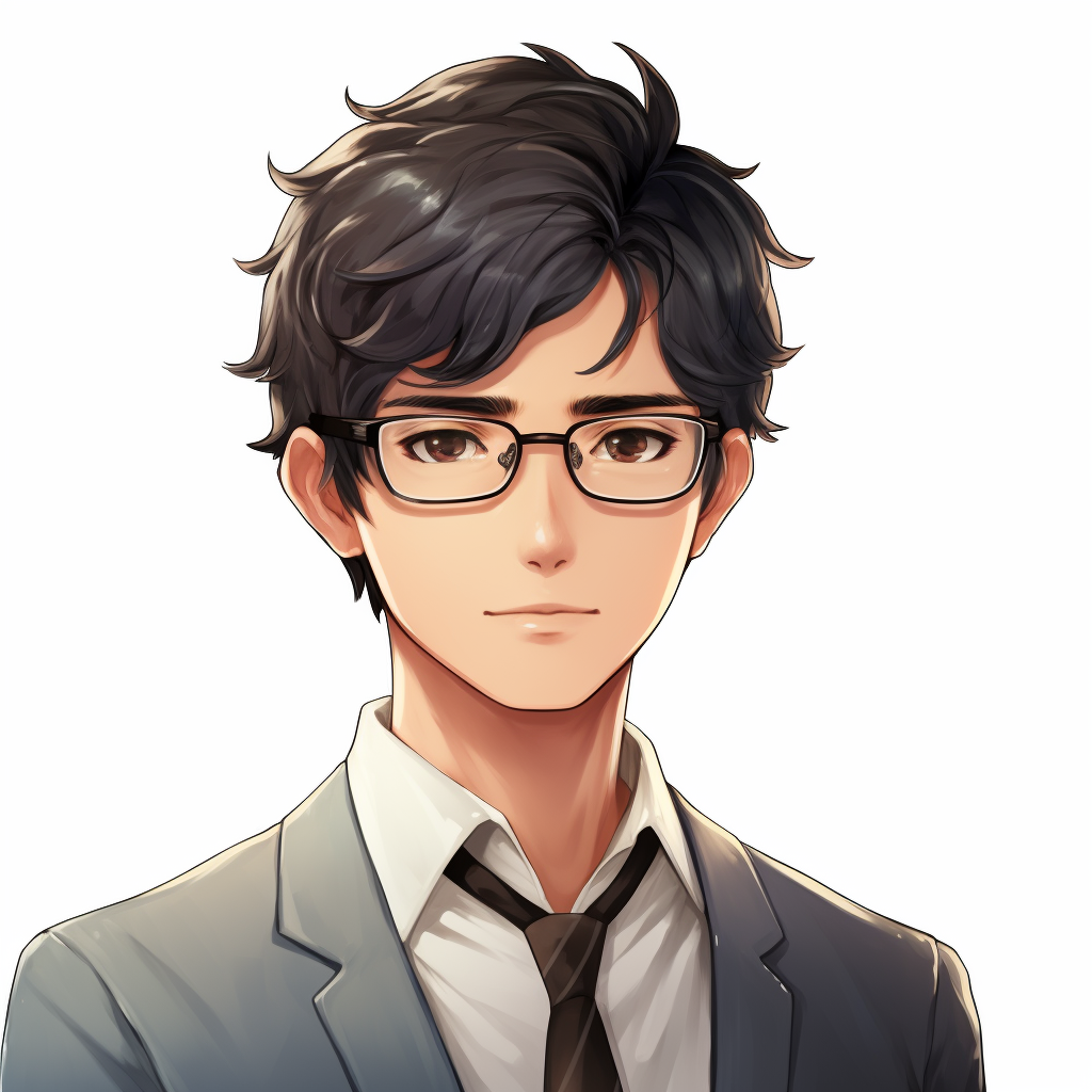 Anime teacher with short black hair