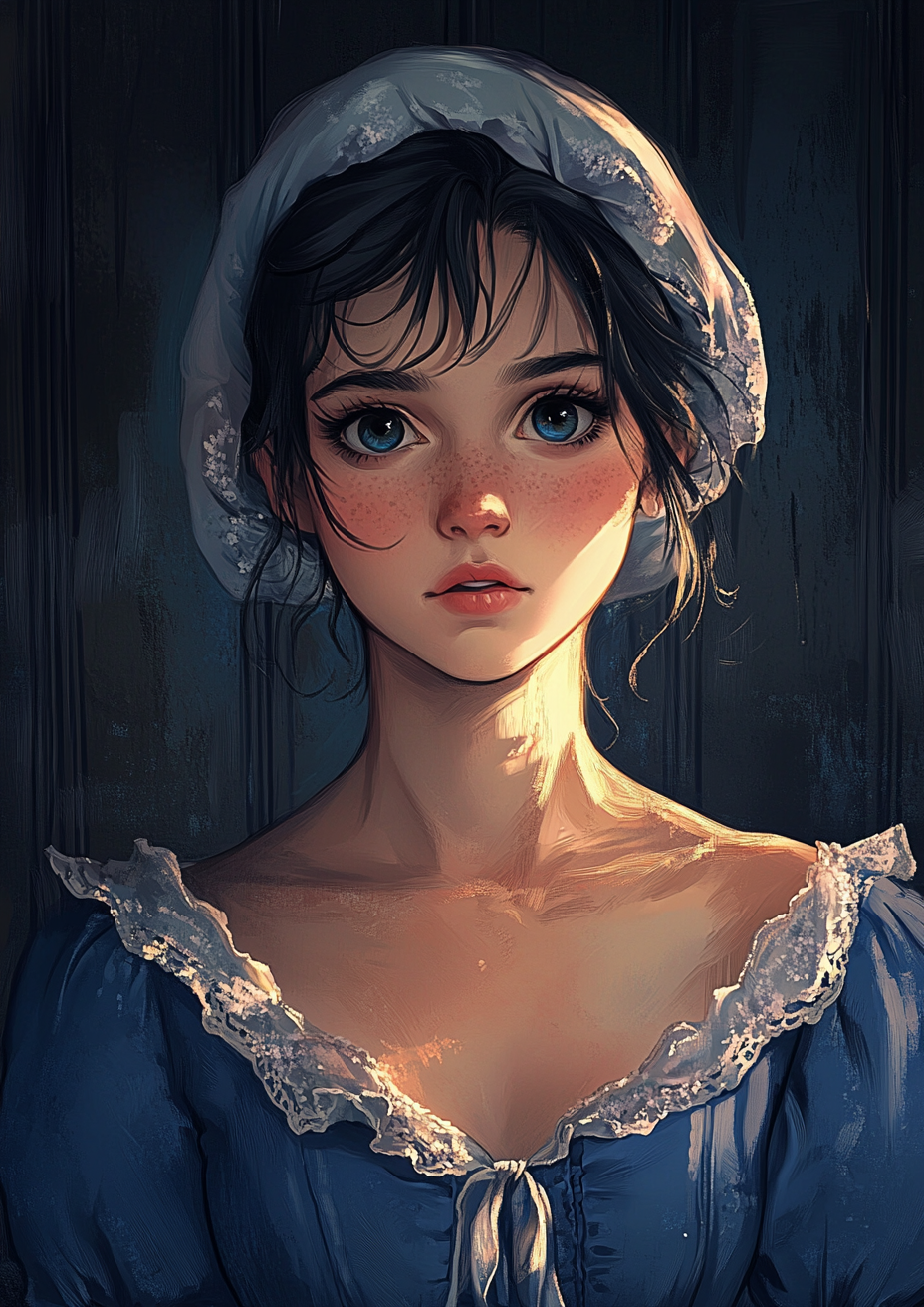 Anime woman in regency dress