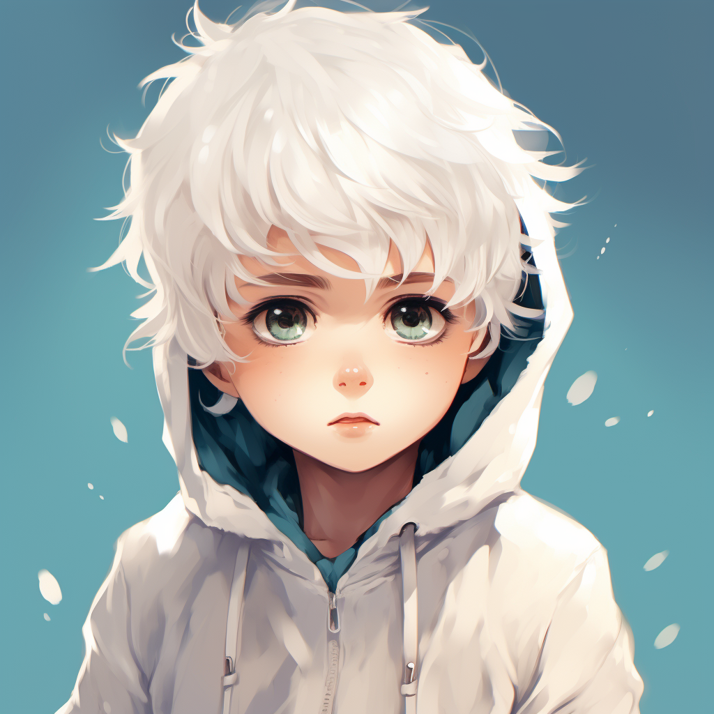 Cute anime baby with white hair and blue eyes