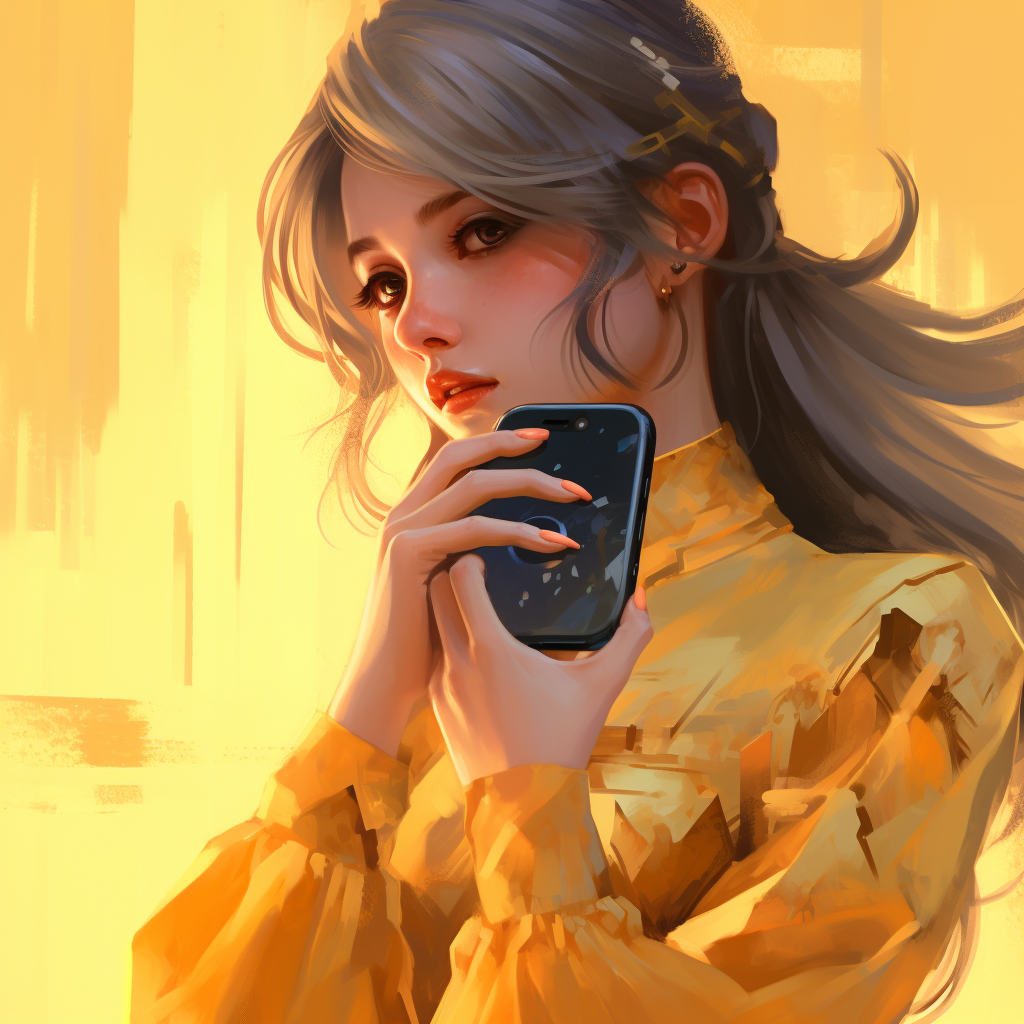 Beautiful Anime Girl Holding iPhone15 Pro