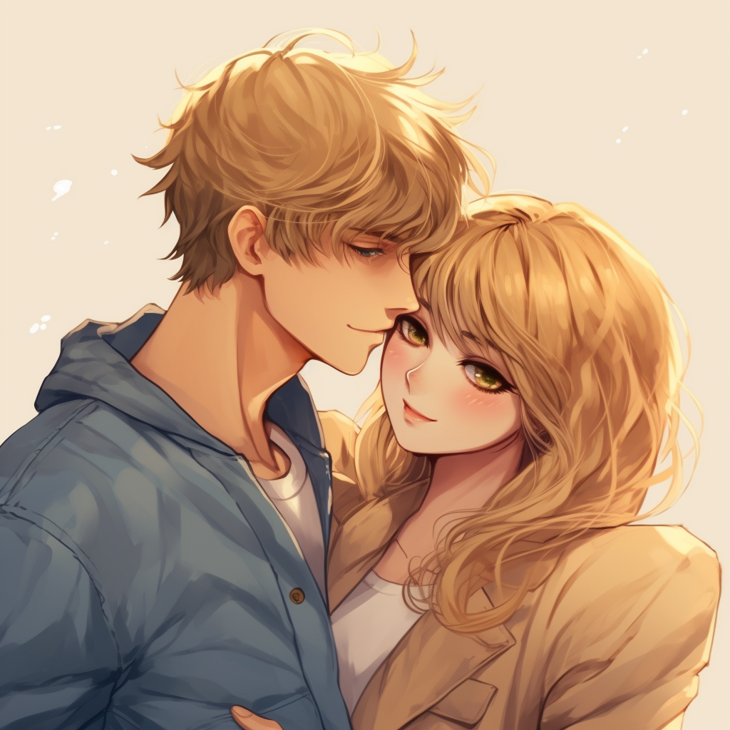 Anime boy and girl sharing a passionate kiss