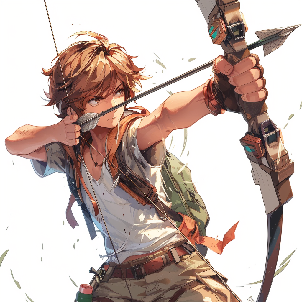 Anime Boy Shooting Bow, Cinematic Lighting