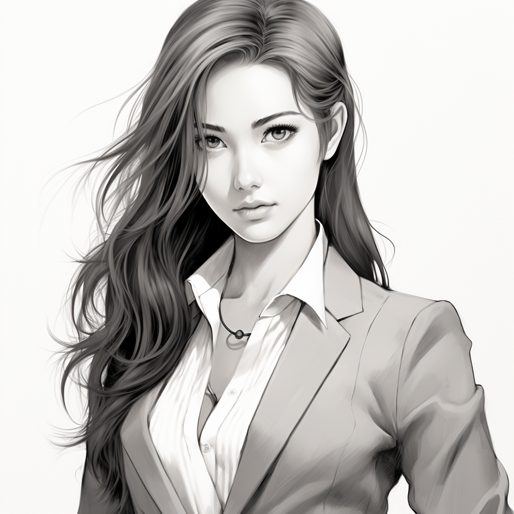 Anime businesswoman in stylish suit jacket