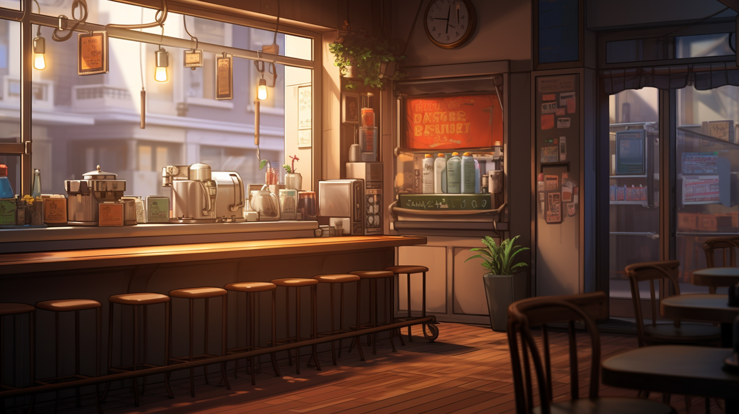 Modern and Cozy Anime Coffee Shop