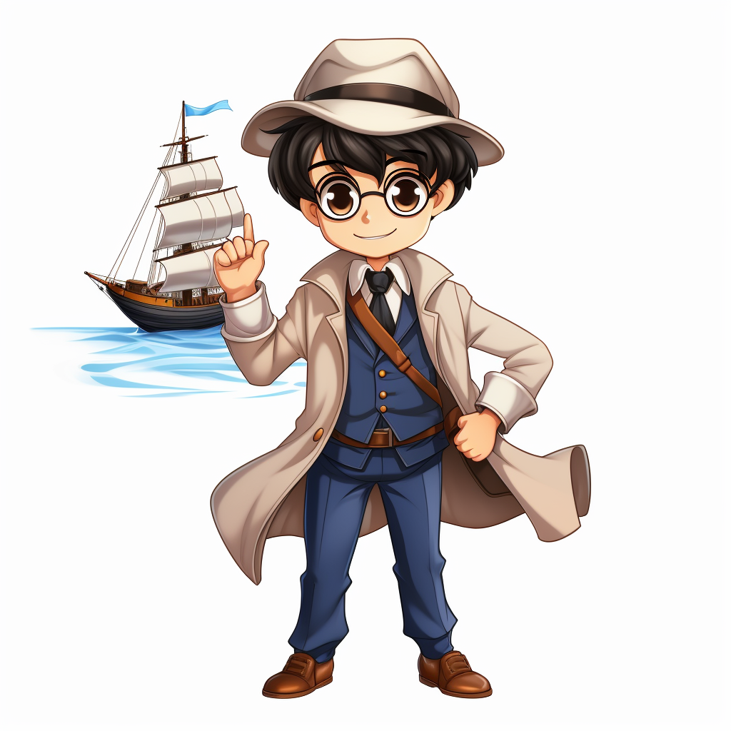 Anime Detective Conan holding boat anchor