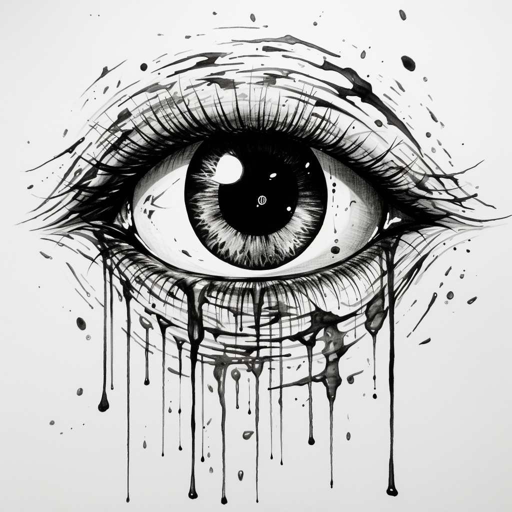 Stunning anime eye tattoo design with black tears