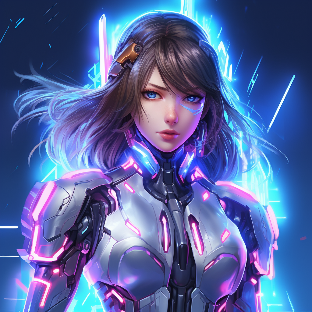 Anime Female Warrior Neon Glow