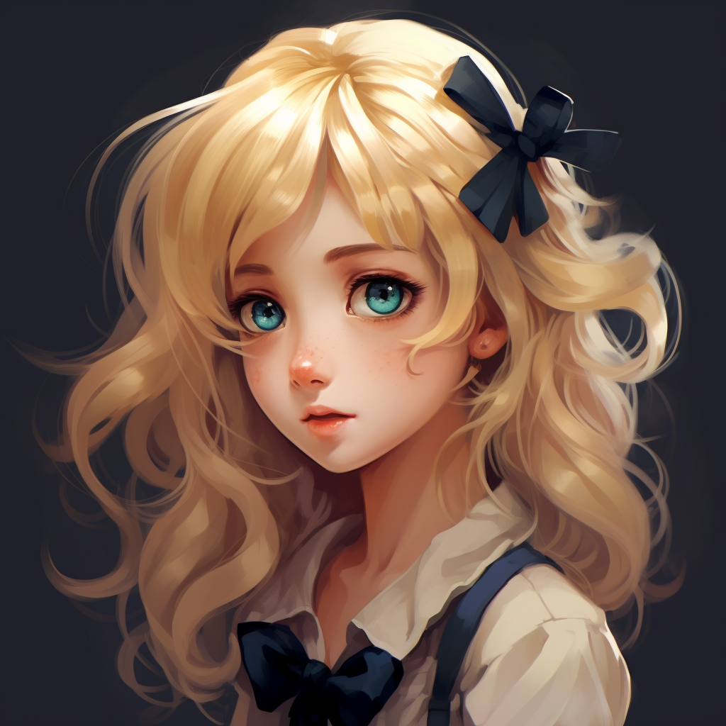 Anime girl with blonde hair smiling