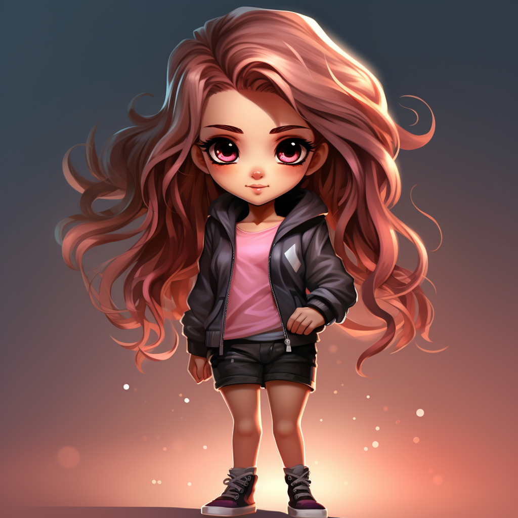 Adorable anime girl chibi illustration