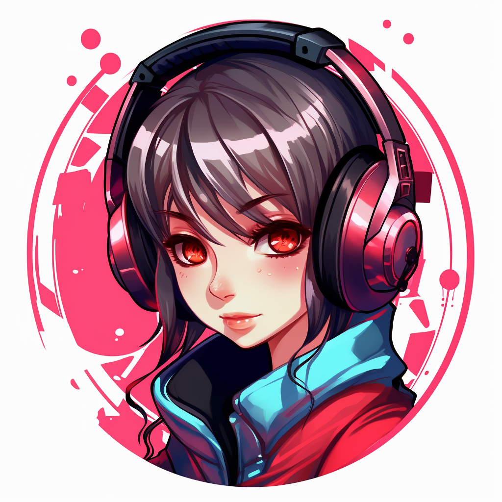 Vector logo of an anime girl with mouse and headset