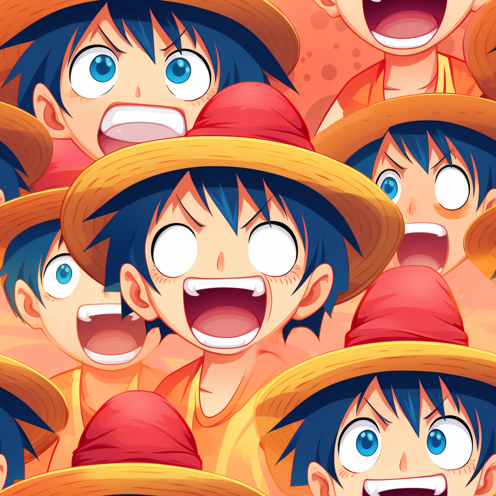 Anime Luffy making funny faces