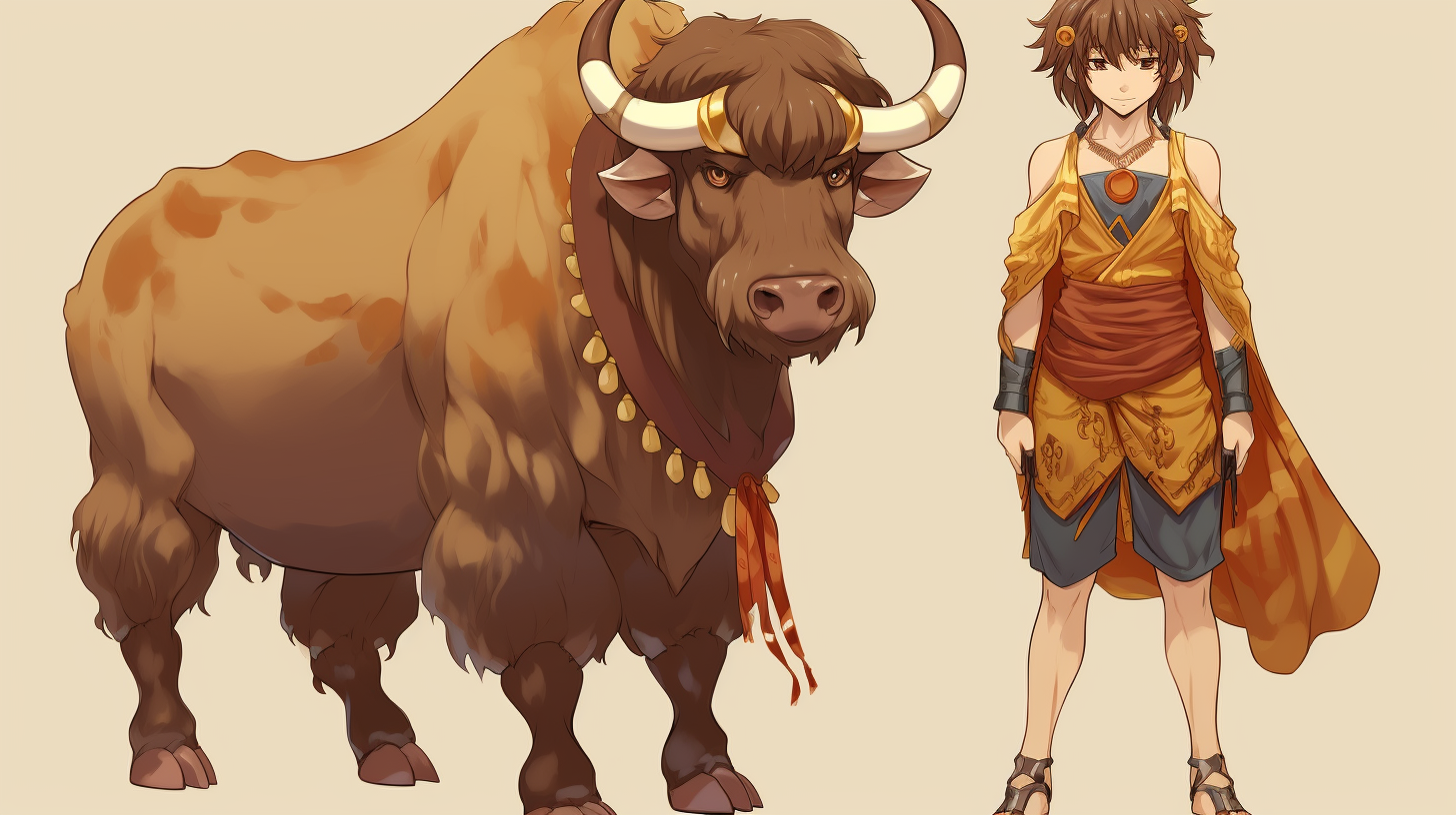 Anime depiction of a Minotaur in desert