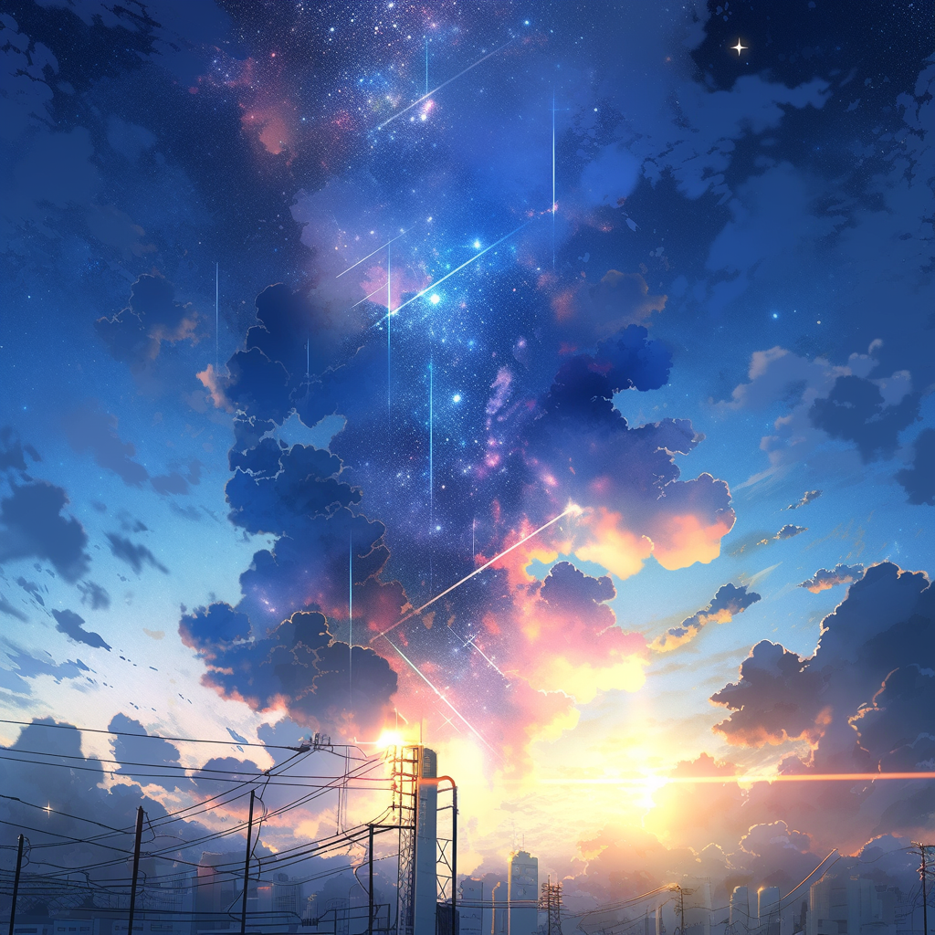 Beautiful anime sky with vibrant colors