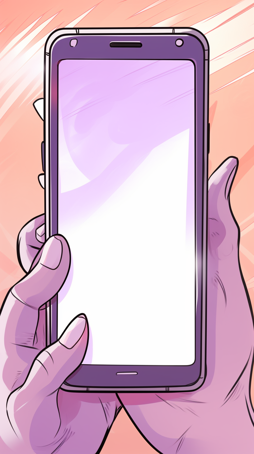 Illustration of anime smartphone with multiple choice question