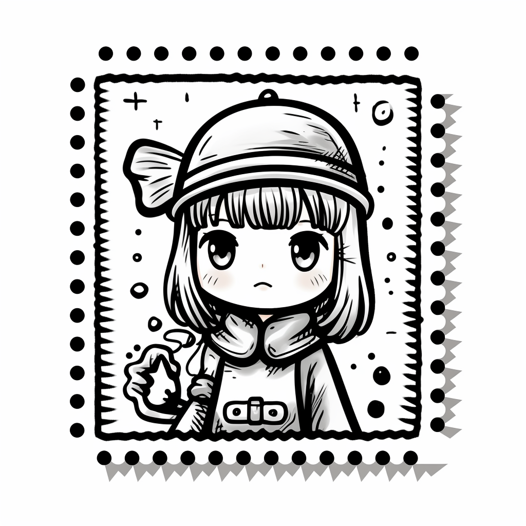 Cute Japanese Anime Stamp Design