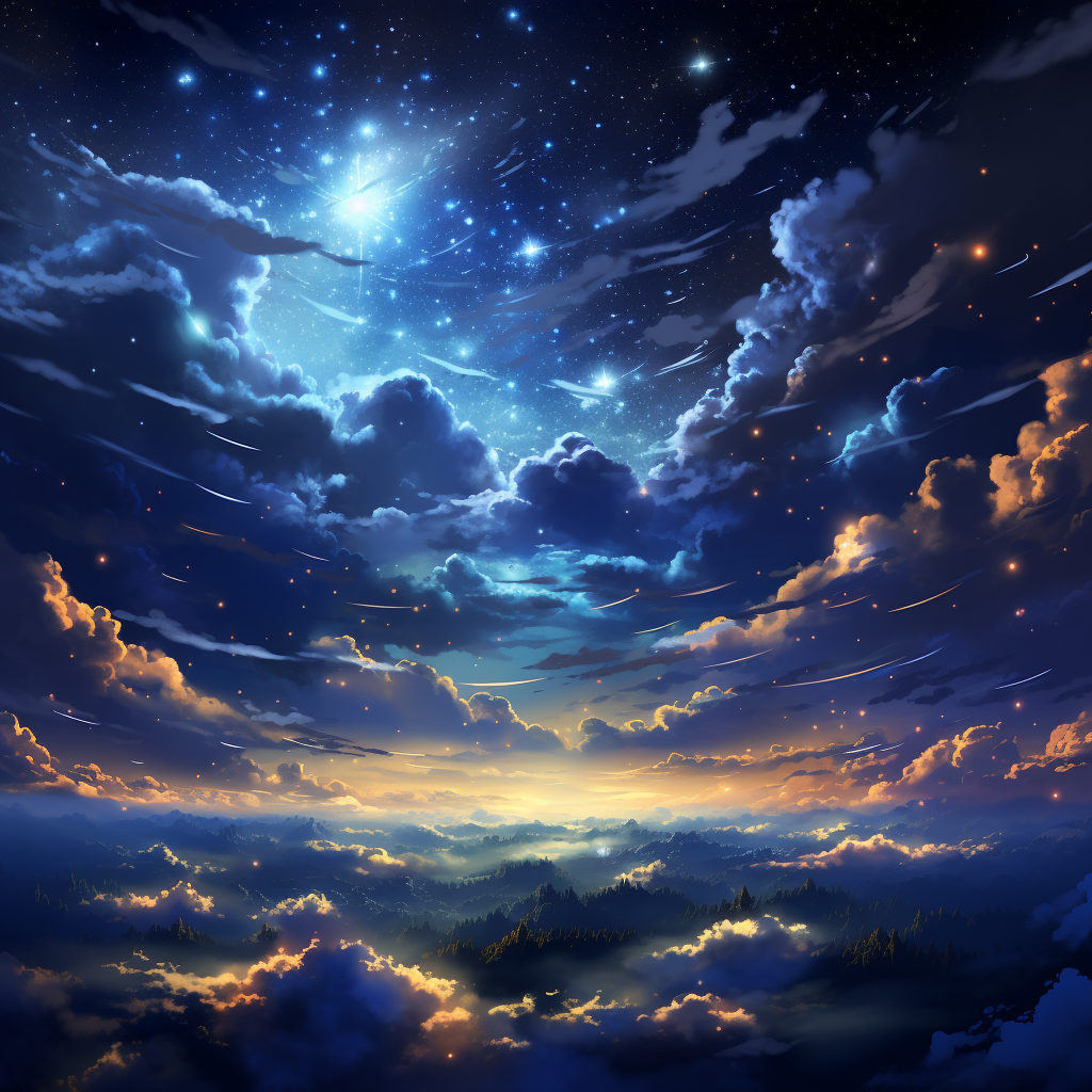 Beautiful anime-style starry night sky