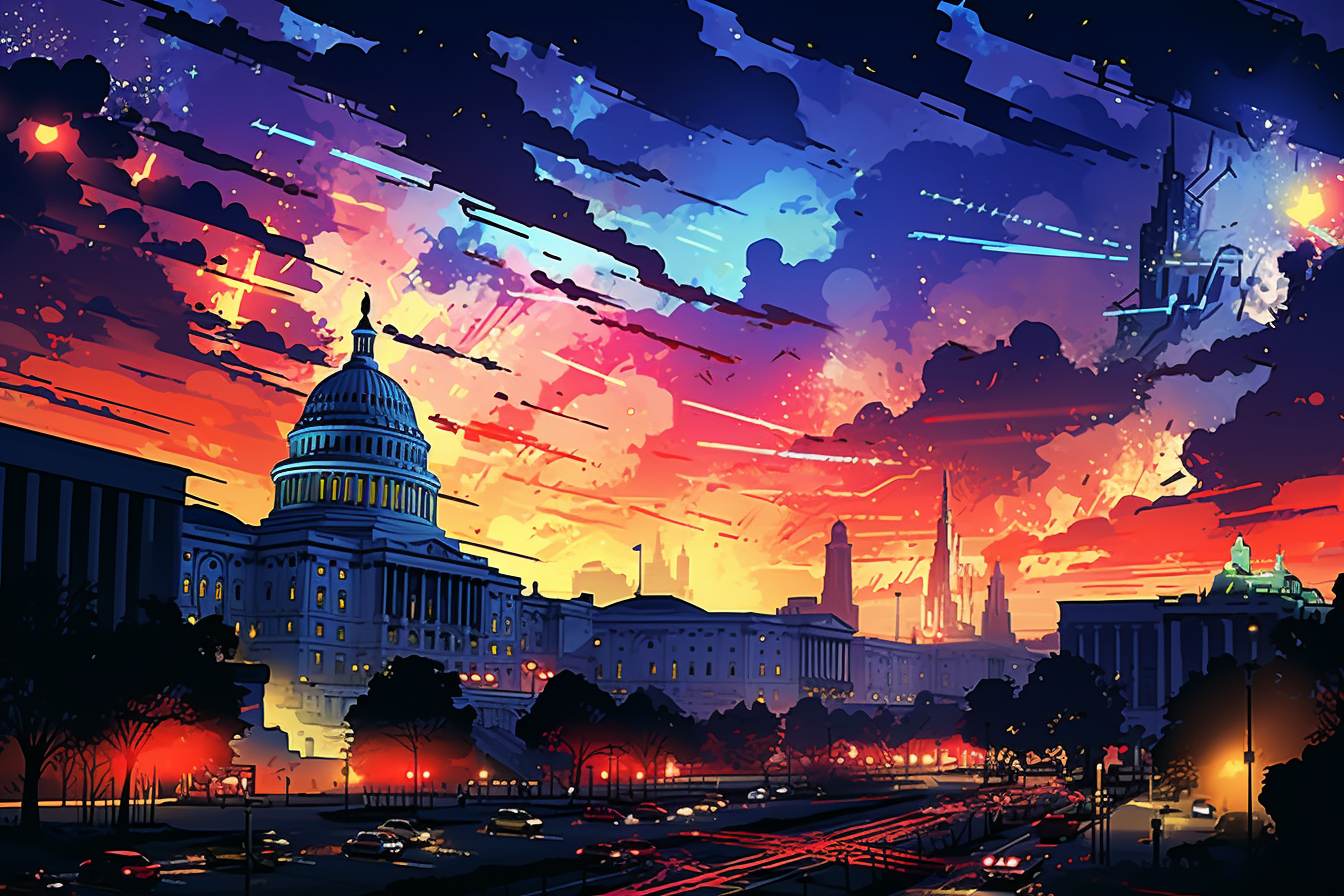 Washington D.C. anime cityscape