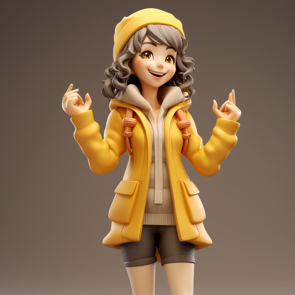 Happily Smiling Woman in Anime-inspired Clay Figure