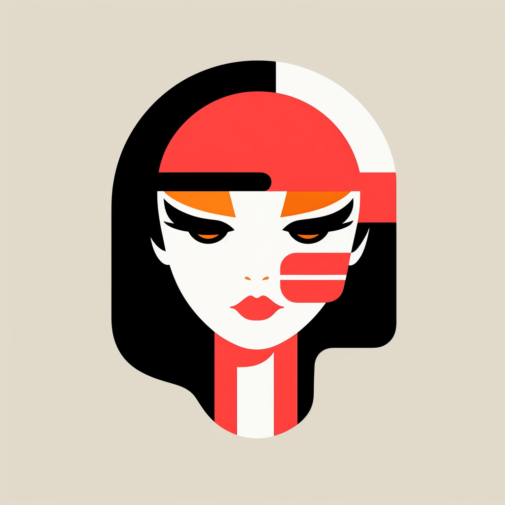 Anime woman's head logo by Paul Rand