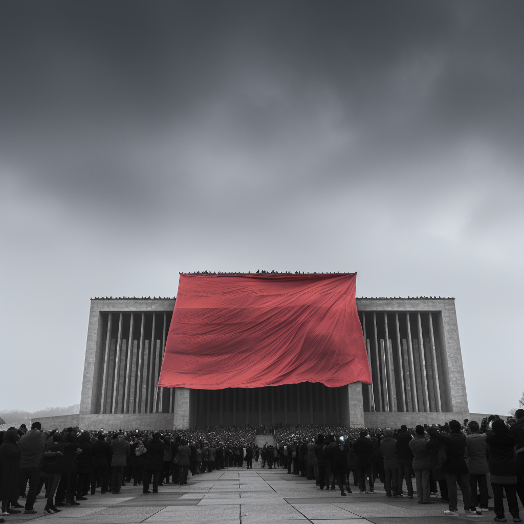 Crowd paying respect at Anıtkabir monument