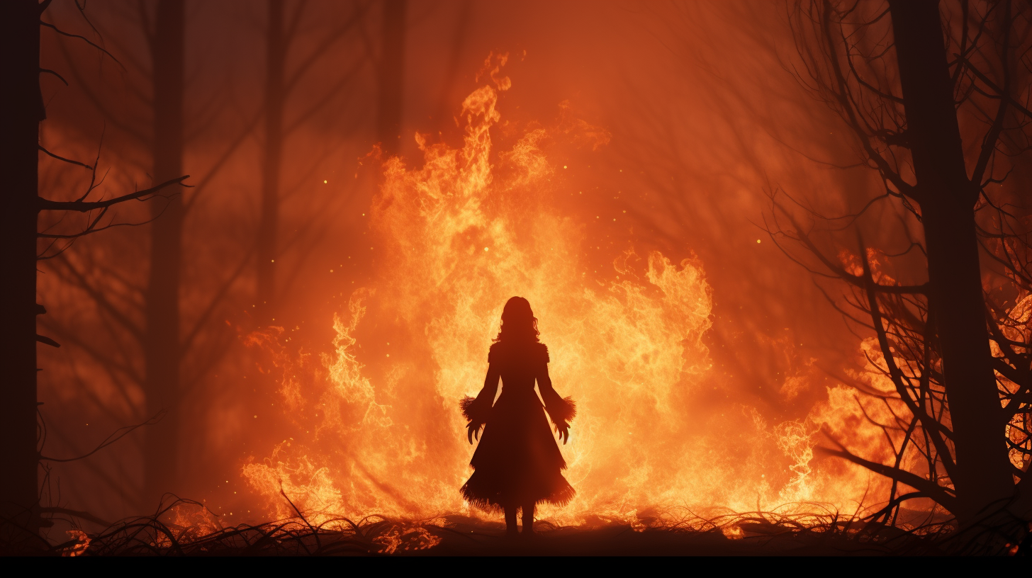 Anna Frozen Silhouette Burning Forest